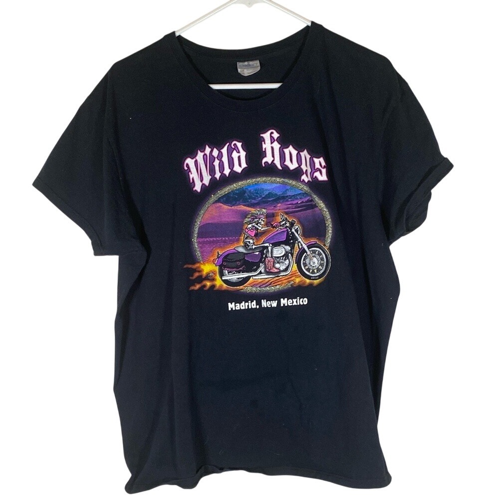 Wild Hogs biker Black  Madrid New Mexico sparkly lady skeleton T-Shirt size 2xl